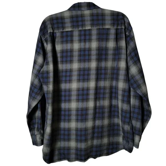 Pendleton Mens Sire Pendleton Blue Plaid Wool Long Sleeve Button Down Shirt XL - Picture 4 of 7